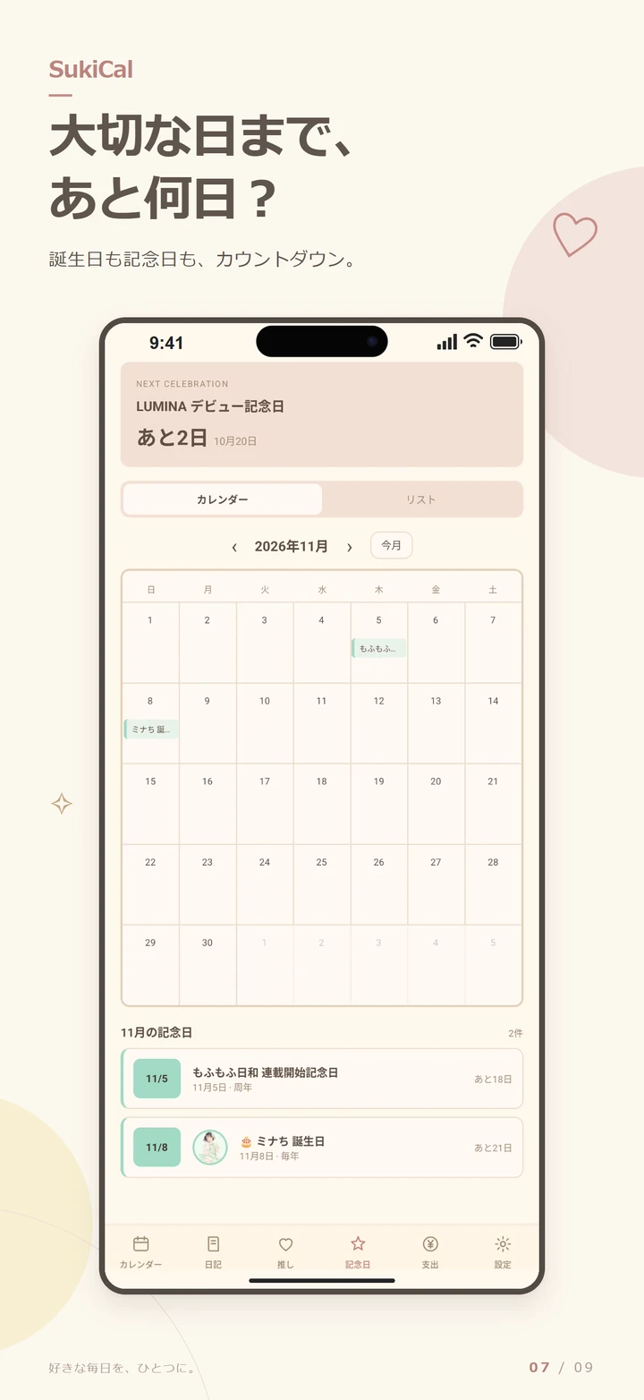 記念日の一覧